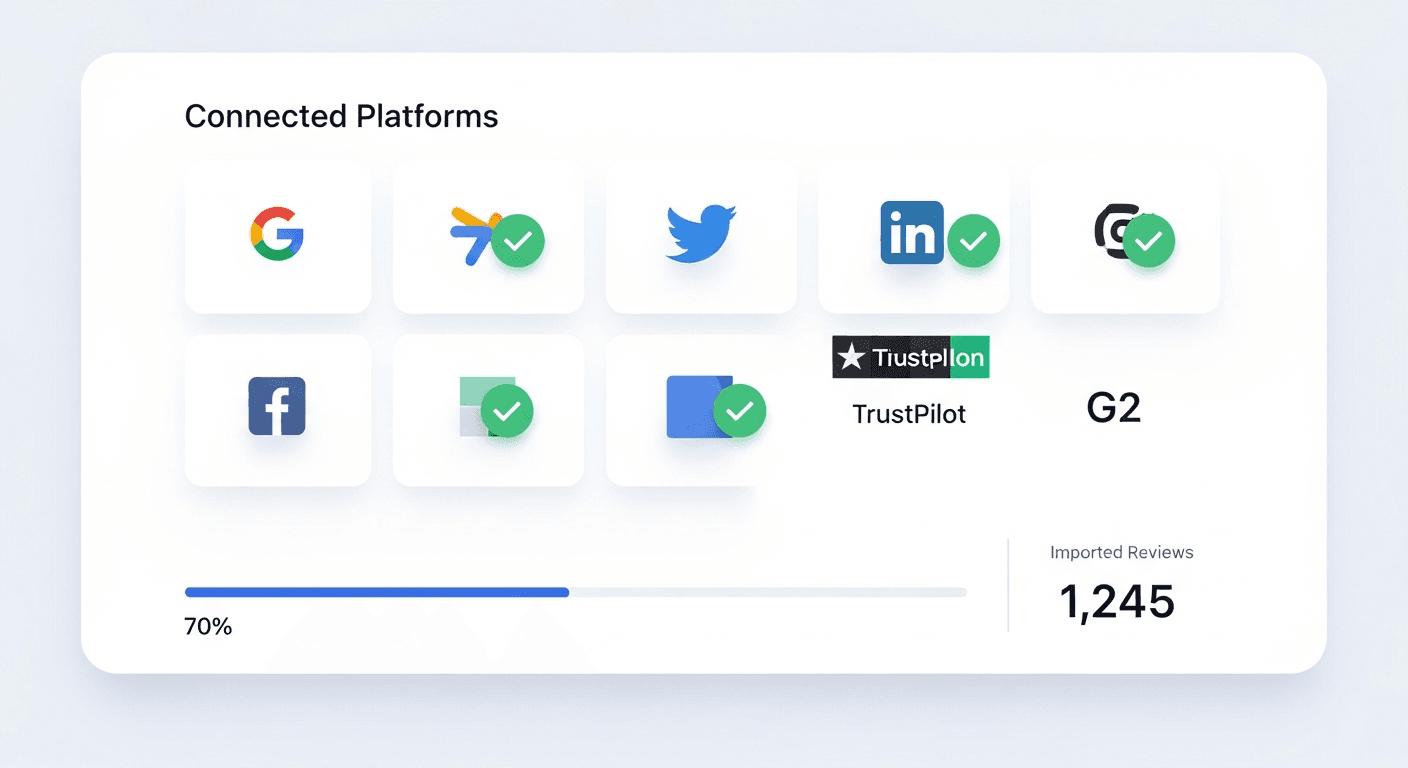 One-click testimonial import from 30+ platforms