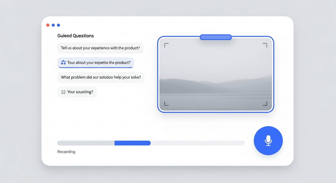 Guided video testimonial collection interface